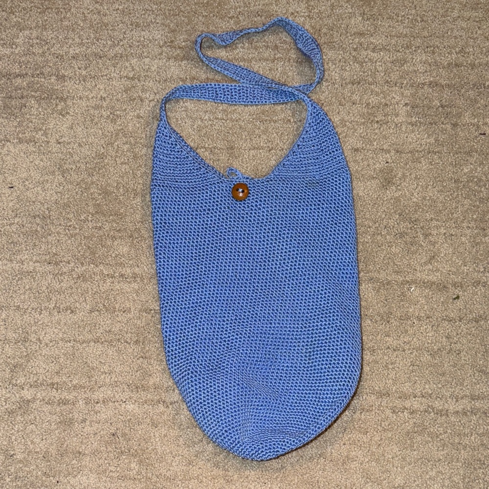 Blue Knit Shoulder Bag